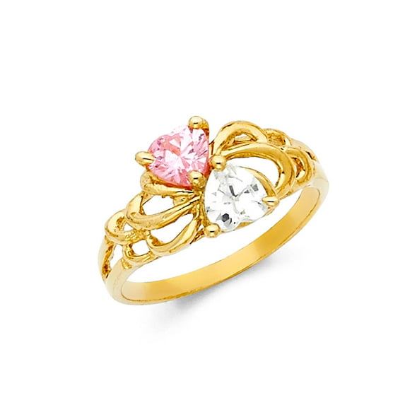 Solid 14k Yellow Gold Cubic Zirconia CZ Mothers Fashion Anniversary Ring Size 11.5