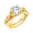 thumbnail image 1 of Solid 14k Yellow Gold Cubic Zirconia CZ Wedding Band and Engagement Bridal Ring Two Piece Set Size 11.5, 1 of 2