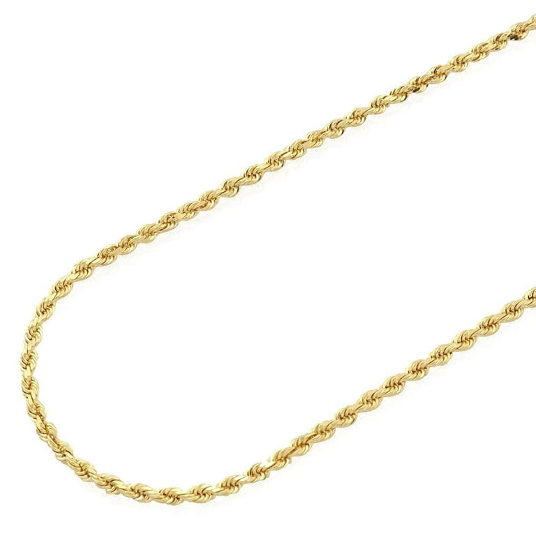 Solid 14K Yellow Gold Mens Rope Chain 7 mm 24 26 28 30 inches