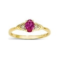 thumbnail image 1 of Solid 14k Yellow Gold Diamond & Simulated Ruby Ring (2mm) - Size 5.5, 1 of 2
