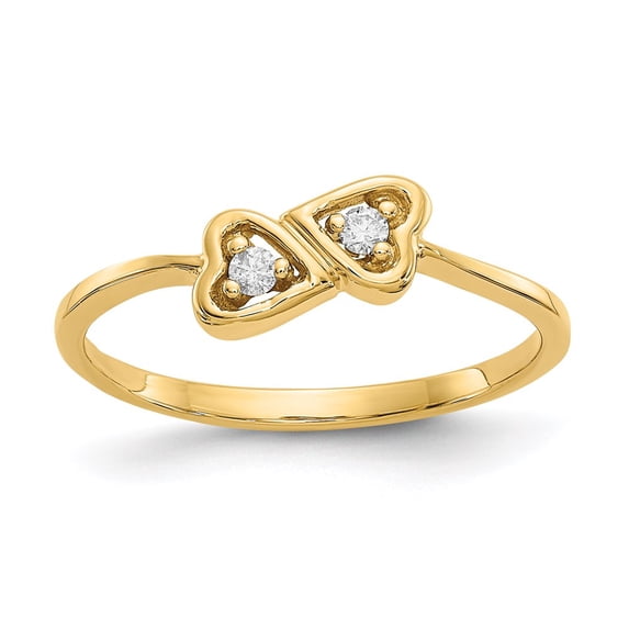 Solid 14k Yellow Gold Diamond heart Ring Band Size 6.5 (.05 cttw.)