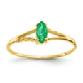 thumbnail image 1 of Solid 14k Yellow Gold Emerald Green May Gemstone Birthstone Marquise Engagement Ring Size 6, 1 of 6