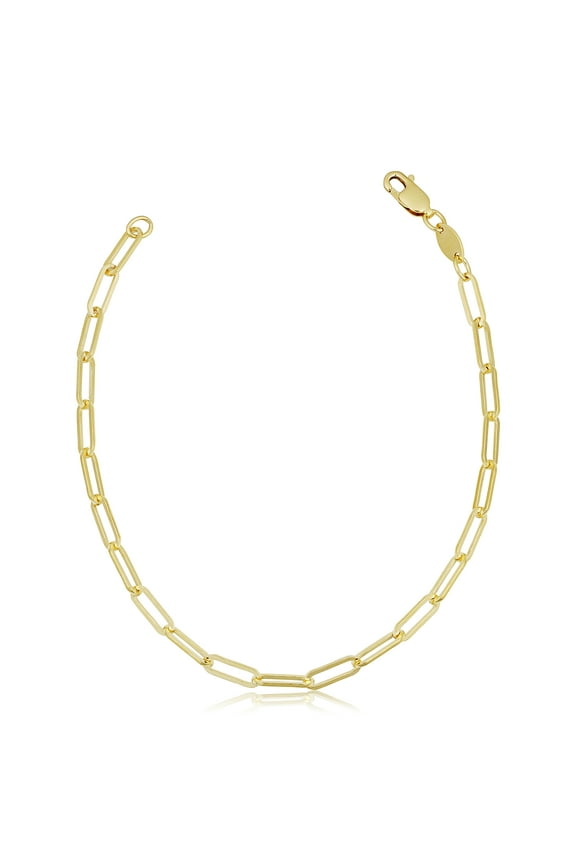 KoolJewelry Solid 14k Yellow Gold Filled Paperclip Chain Bracelet for Women (3.1 mm, 7.5 inch)