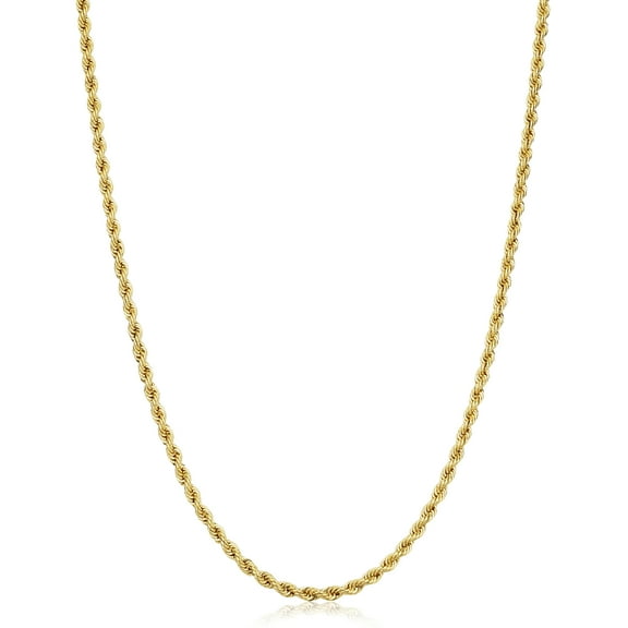 KoolJewelry Solid 14k Yellow Gold Filled Rope Chain Necklace (2.1 mm, 16 inch)