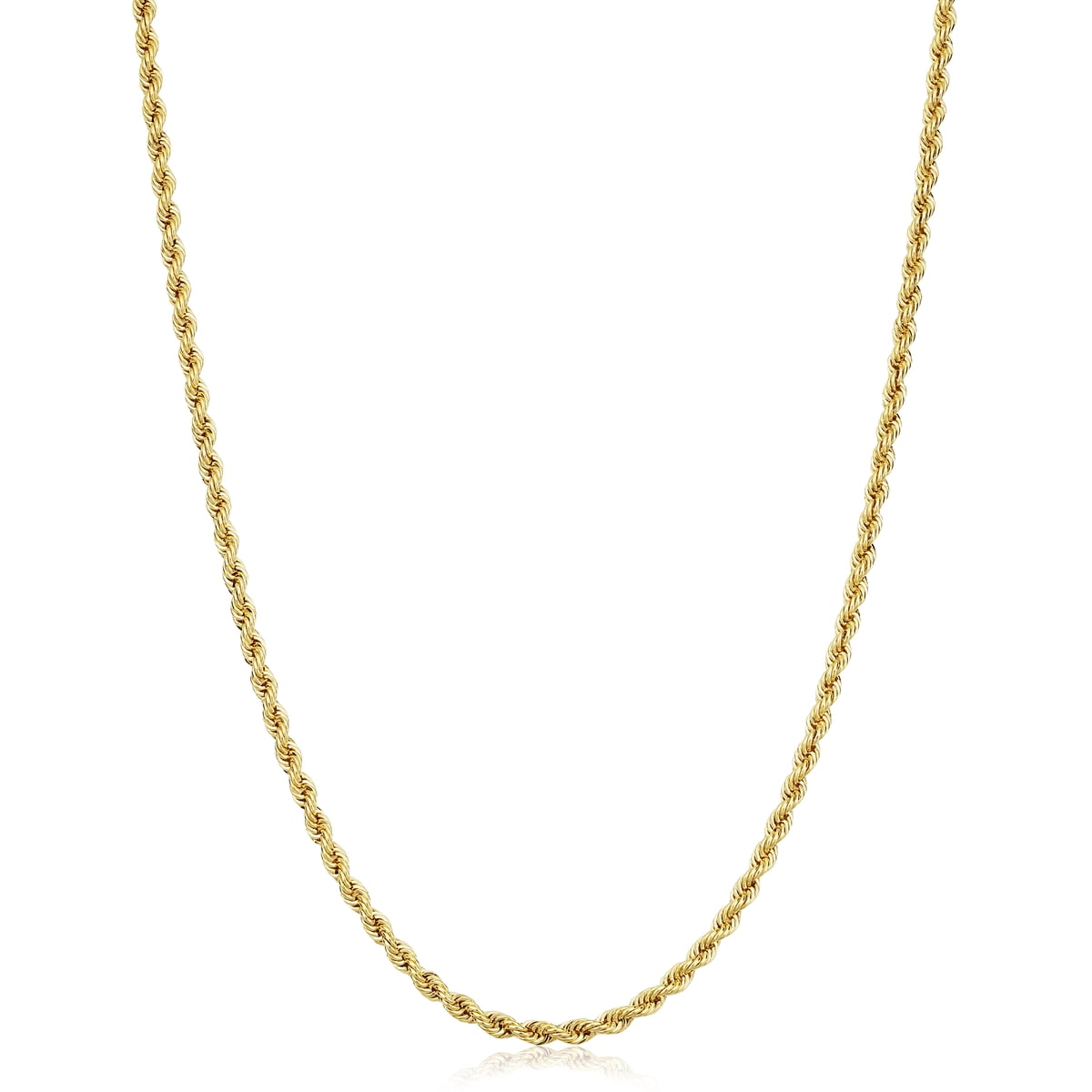 KoolJewelry Solid 14k Yellow Gold Filled Rope Chain Necklace (2.1 mm, 18 Inch)