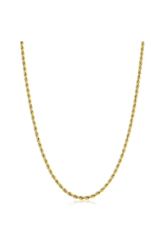 KoolJewelry Solid 14k Yellow Gold Filled Rope Chain Necklace (2.1 mm, 18 inch)