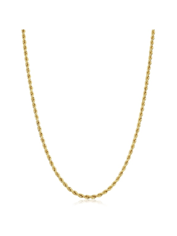 KoolJewelry Solid 14k Yellow Gold Filled Rope Chain Necklace (2.1 mm, 20 inch)