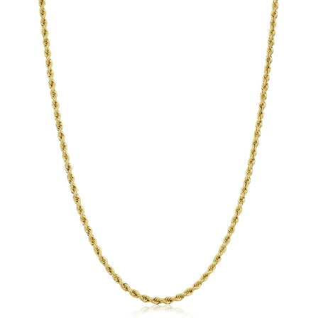 KoolJewelry Solid 14k Yellow Gold Filled Rope Chain Necklace (2.1 mm, 24 inch)
