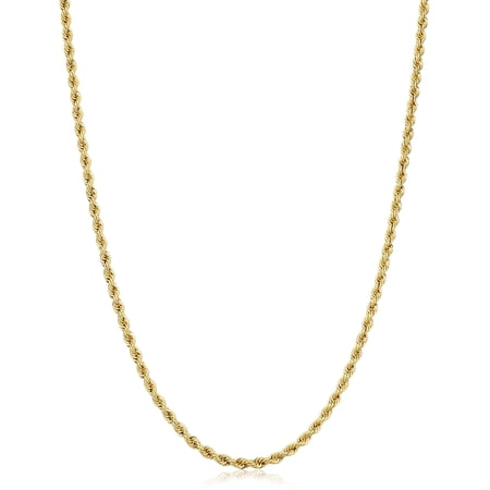 KoolJewelry Solid 14k Yellow Gold Filled Rope Chain Necklace (2.1 mm, 26 inch)