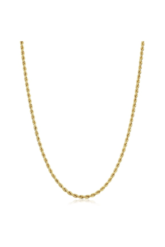 Solid 14k Yellow Gold Filled Rope Chain Necklace (2.1 mm, 30 inch)