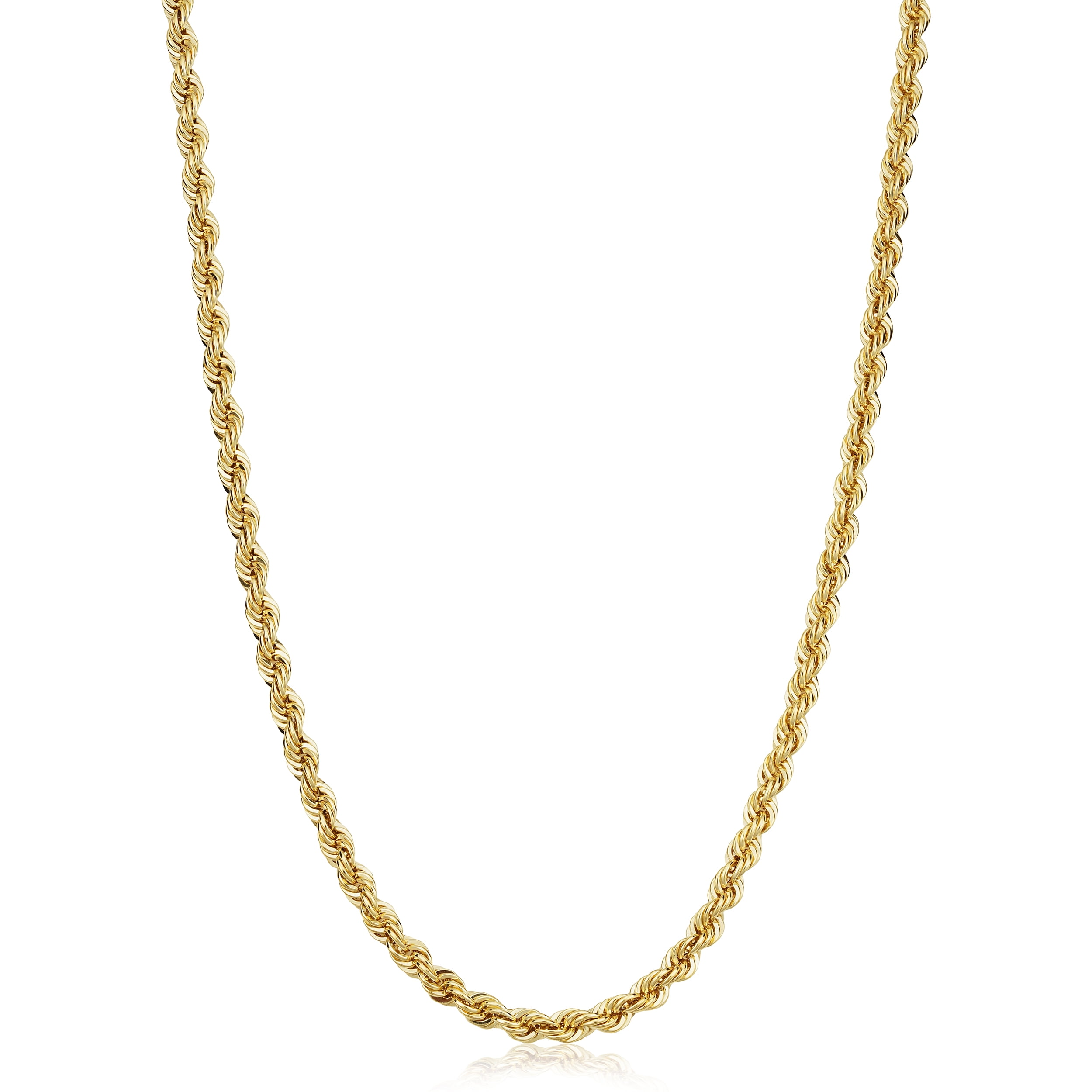 KoolJewelry Solid 14k Yellow Gold Filled Rope Chain Necklace