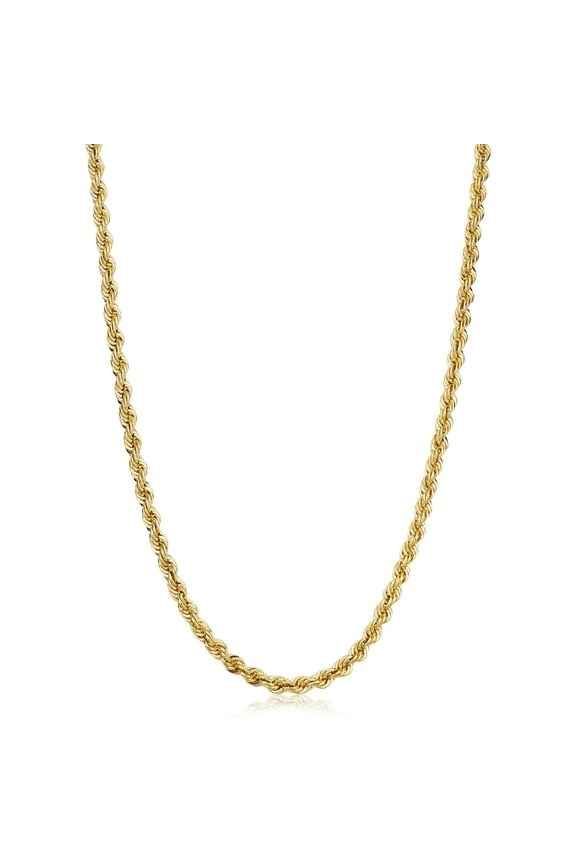 KoolJewelry Solid 14k Yellow Gold Filled Rope Chain Necklace (3.2 mm, 20 inch)