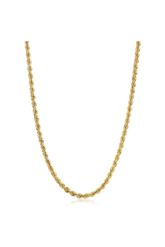 KoolJewelry Solid 14k Yellow Gold Filled Rope Chain Necklace (3.2 mm, 30 inch)