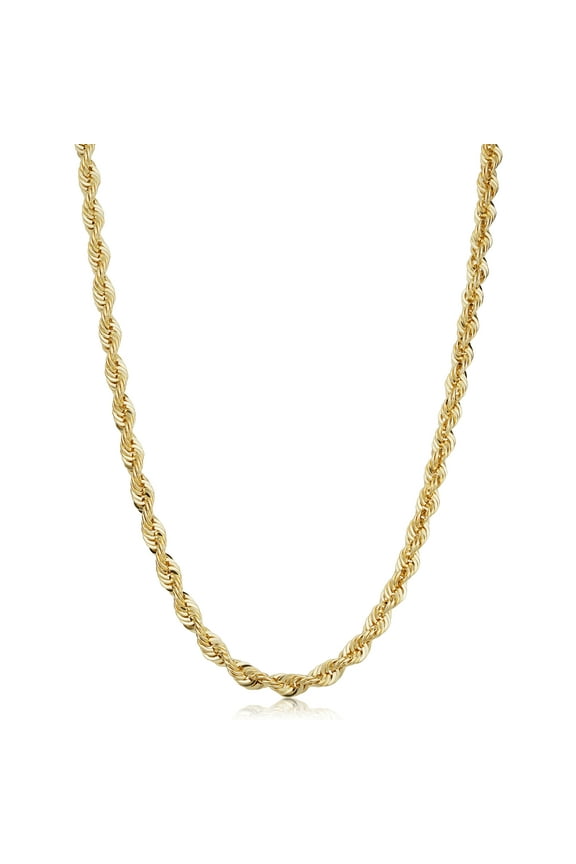 KoolJewelry Solid 14k Yellow Gold Filled Rope Chain Necklace (4.2 mm, 26 inch)