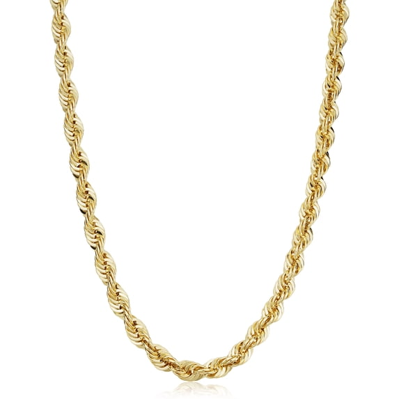 KoolJewelry Solid 14k Yellow Gold Filled Rope Chain Necklace (6 mm, 24 inch)