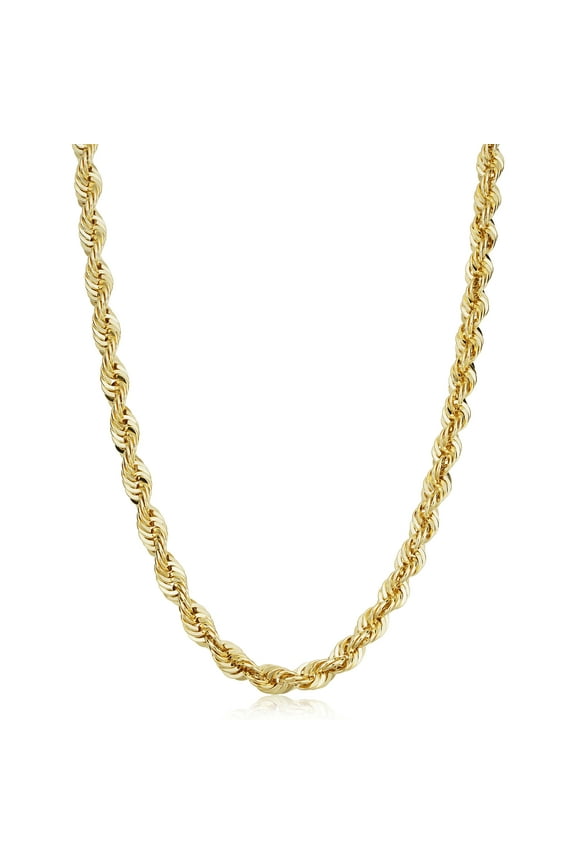 KoolJewelry Solid 14k Yellow Gold Filled Rope Chain Necklace (6 mm, 30 inch)