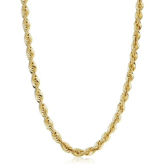 KoolJewelry Solid 14k Yellow Gold Filled Rope Chain Necklace (6 mm, 36 inch)