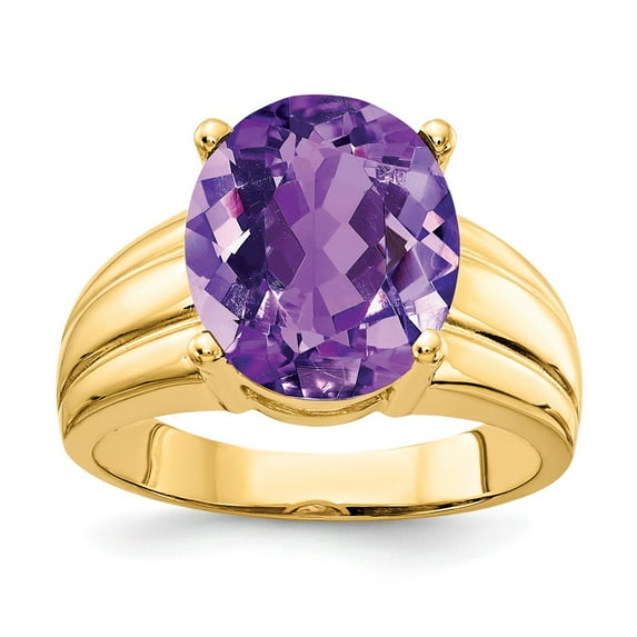 Solid 14k Yellow Gold Gemstone Ring Band with CZ Cubic Zirconia Size 7