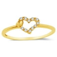 thumbnail image 1 of Solid 14k Yellow Gold Heart Right Hand Fashion Ring, CZ Cubic Zirconia , Size 5.5, 1 of 2