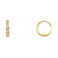 thumbnail image 1 of Solid 14k Yellow Gold Huggie Hoop Earrings CZ Huggies Hoops Round CZ Style Polished Finish Small 13 mm, 1 of 1