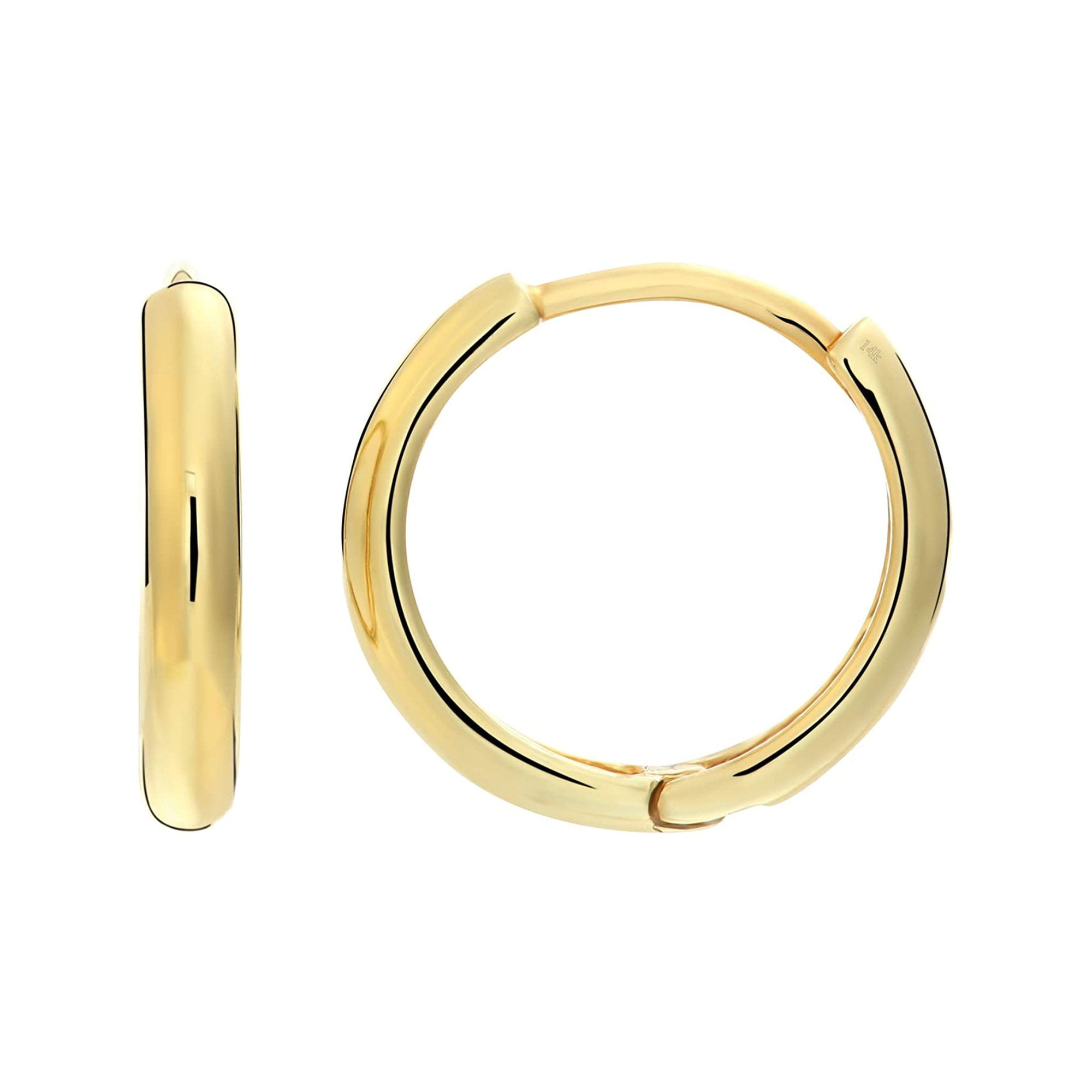 Solid 14k Yellow Gold Huggie Hoop Earrings Minimalist Small Thin Huggies