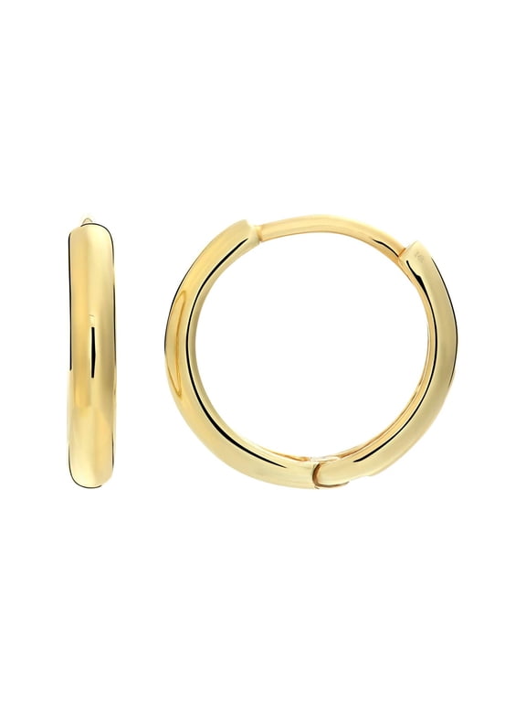 Solid 14k Yellow Gold Huggie Hoop Earrings Minimalist Small Thin Huggies