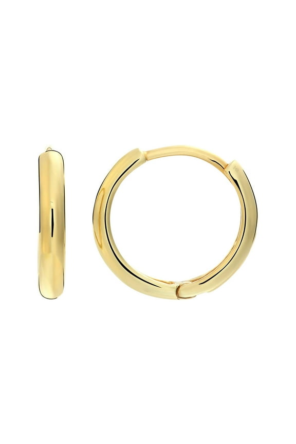 Solid 14k Yellow Gold Huggie Hoop Earrings Minimalist Small Thin Huggies