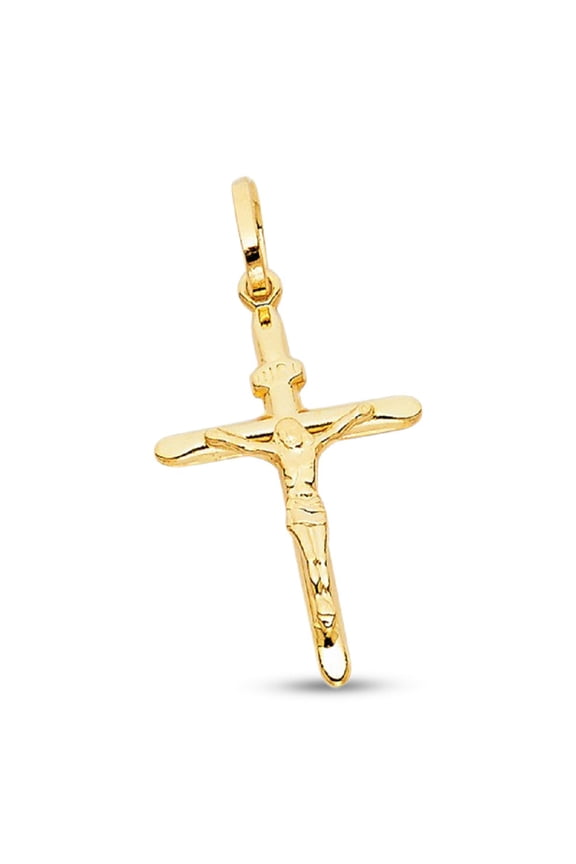 Solid 14k Yellow Gold Jesus Cross INRI Pendant Christ Crucifix Charm Religious Genuine 26 x 18 mm