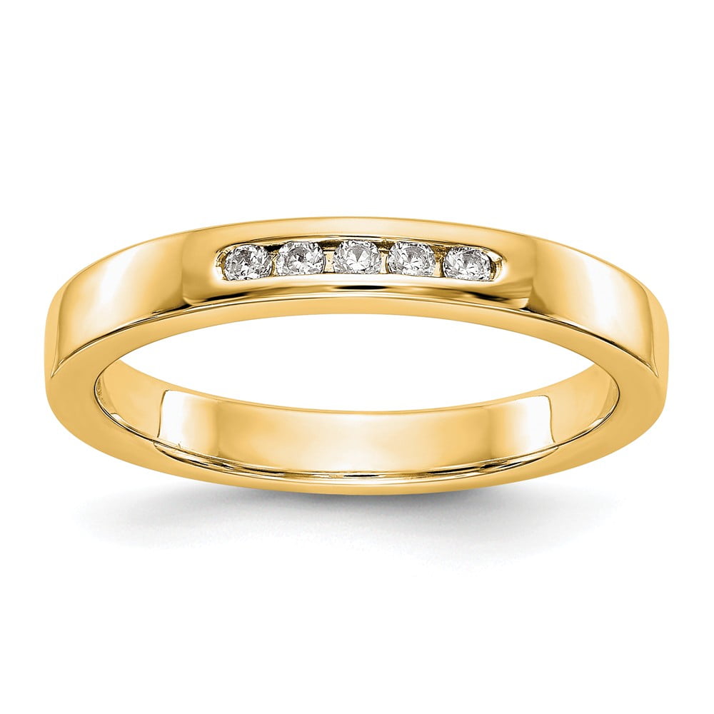 Solid 14k Yellow Gold Lab Grown Diamond Five Stone Channel Set Wedding