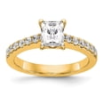 thumbnail image 1 of Solid 14k Yellow Gold Lab Grown Diamond Side-Stones with CZ Cubic Zirconia Center Stone Engagement Ring Rin Size 5.5, 1 of 7