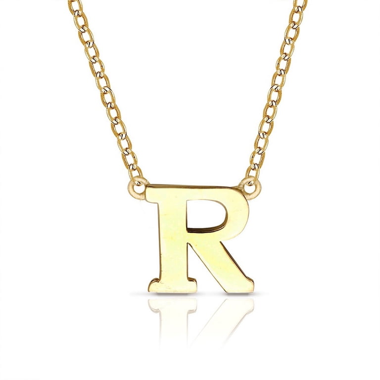 14k Yellow Gold 9.5mm Small Block Initial A-Z Necklace, 16  14k yellow gold initial necklace 16 inches. Like new main image 1