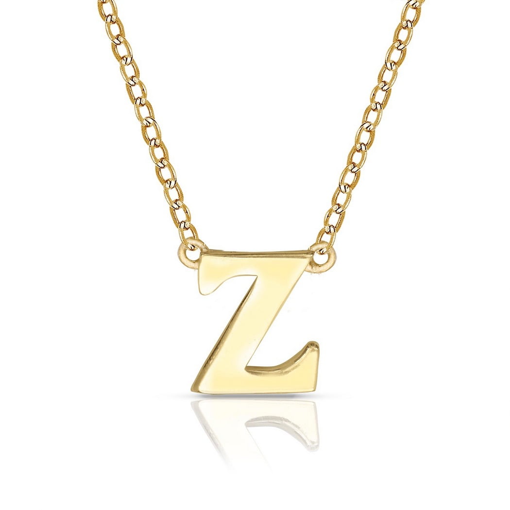 14k Yellow Gold 9.5mm Small Block Initial A-Z Necklace, 16  14k yellow gold initial necklace 16 inches. Like new display picture 1