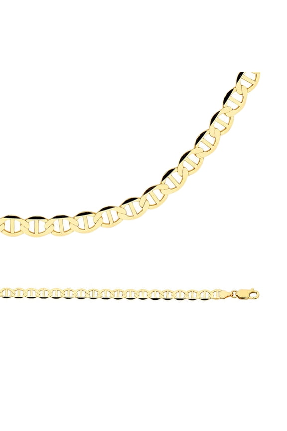 Solid 14k Yellow Gold Mariner Necklace Chain Flat Anchor Wide Link Heavy Genuine, 5.5 mm - 20,22,24 inch