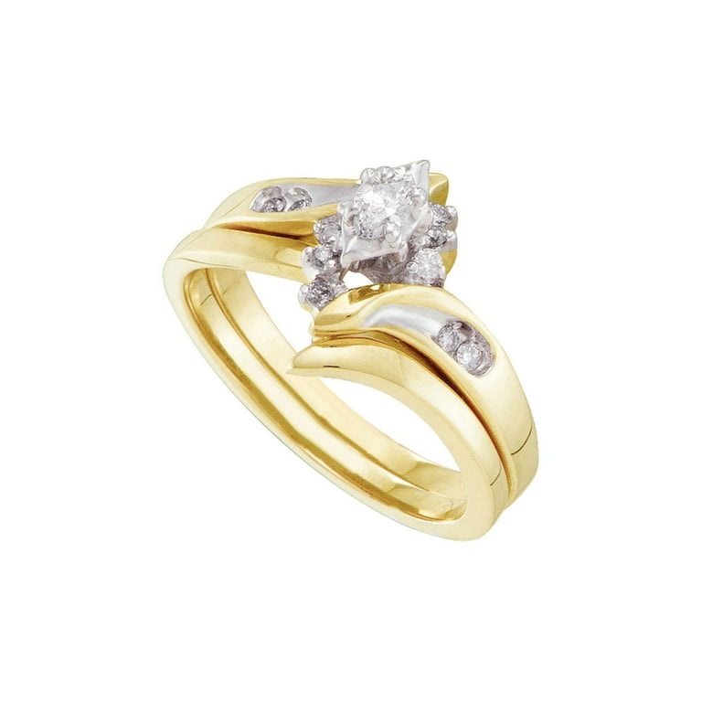 Solid 14k Yellow Gold Marquise Diamond Bridal Wedding Engagement