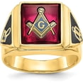 thumbnail image 1 of Solid 14k Yellow Gold Men's Polished and Textured Masonic Ring Mounting - Ring Size 10.0 no stones included, 1 of 7