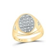 thumbnail image 1 of Solid 14k Yellow Gold Men's Round Diamond Oval Cluster Engagement Wedding Anniversary Ring Band 1/4 Ct. - Size 8.5, 1 of 2