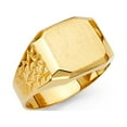 thumbnail image 1 of Solid 14k Yellow Gold Mens Square Ring Diamond Cut Brushed Finish Polished Genuine 12MM Size 10, 1 of 1