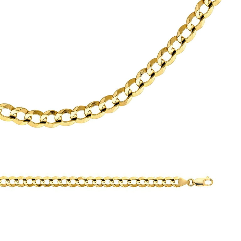 Solid 14k Yellow Gold Necklace Cuban Chain Curb Open Link Concave