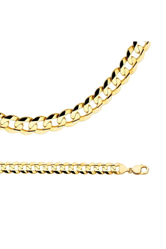 Solid 14k Yellow Gold Necklace Cuban Curb Chain Wide Links Concave Big Heavy Large 12.2 mm 26 inch