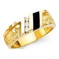 thumbnail image 1 of Solid 14k Yellow Gold Onyx Mens Ring Engagement Band CZ Nugget Style Black Fashion Polished Size 9.5, 1 of 1