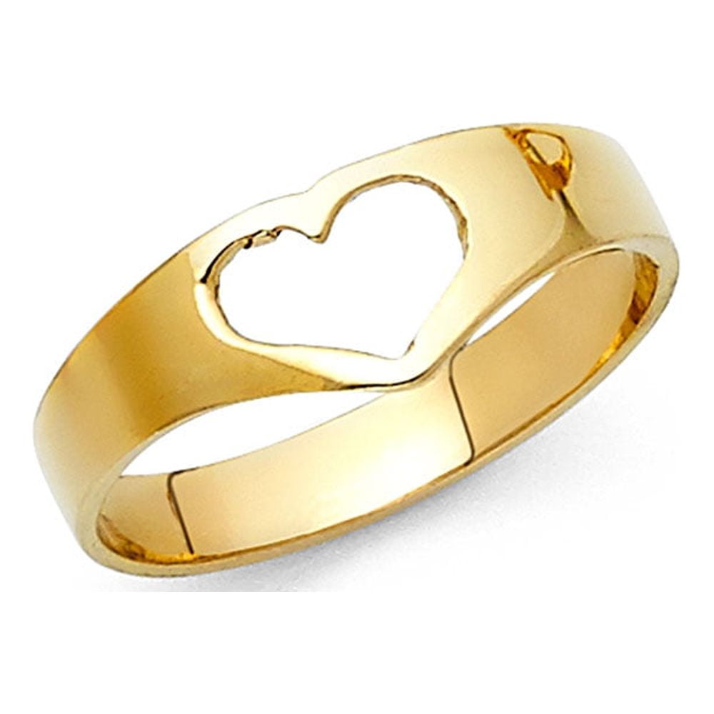 Solid 14K Yellow Gold Women's Cubic Zirconia Heart Ring hotsell Size 7