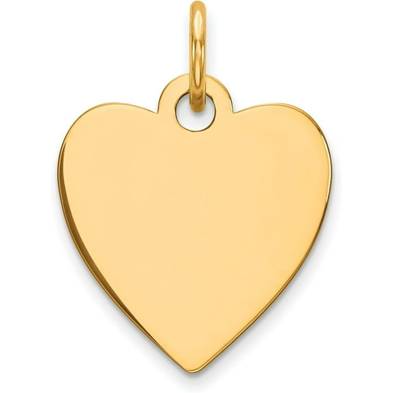 Solid 14k Yellow Gold Plain .011 Gauge Engravable Heart Disc Charm - 18mm