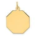 thumbnail image 1 of Solid 14k Yellow Gold Plain .013 Gauge Engravable Octagonal Disc Pendant Charm (19mm x 25mm), 1 of 2
