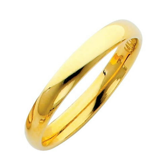 Solid 14k Yellow Gold Plain Comfort Fit Wedding Band Ring Polished Finish, 3 mm, Size 5