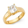 thumbnail image 1 of Solid 14k Yellow Gold Princess Cut Square Shaped Cubic Zirconia CZ Engagement Ring Size 9, 1 of 2