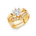 thumbnail image 1 of Solid 14k Yellow Gold Ring Round Cubic Zirconia CZ Duo Set Size 9.5, 1 of 2