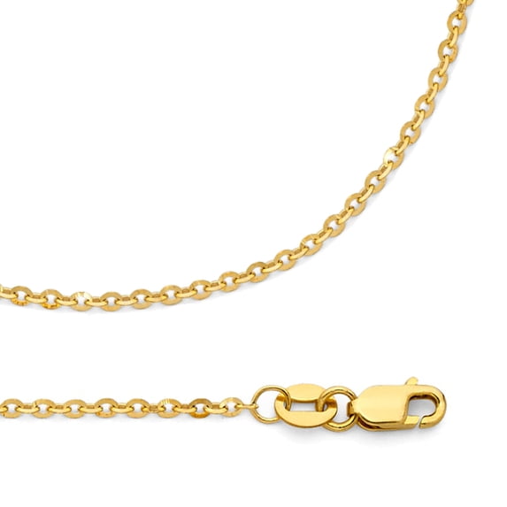 Solid 14k Yellow Gold Rolo Necklace Cable Chain Diamond Cut Bevelled Link Polished 1.6 mm 20 inch