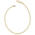 thumbnail image 1 of KoolJewelry Solid 14k Yellow Gold Rope Chain Anklet (1.5 mm, 10 inch), 1 of 4