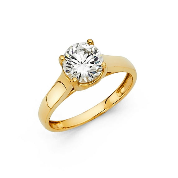Solid 14k Yellow Gold Round Cubic Zirconia CZ Engagement Ring Size 5.5