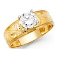 thumbnail image 1 of Solid 14k Yellow Gold Round Cubic Zirconia CZ Engagement Ring Size 5, 1 of 2